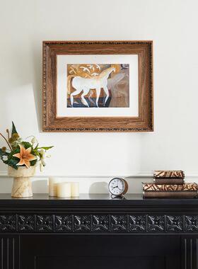 式复古中古皮革收纳盒装饰画件美玄关壁炉柜摆KLT软装搭配装饰摆