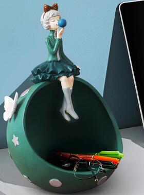 pp-001匙北欧轻品奢泡泡女孩收客纳摆件门口玄关鞋柜放钥家居厅装