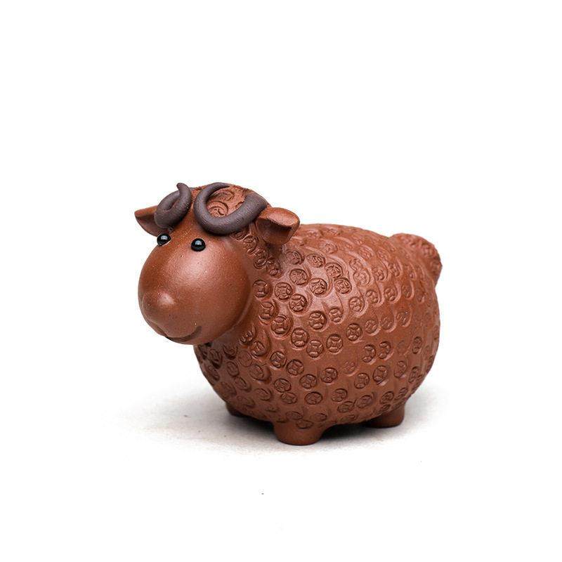 紫砂宜兴羊十二陶砂粗陶福牛盘小玩茶宠摆件精品可养玩生肖12居具,淘宝优惠券,粉丝福利购,淘宝优惠卷