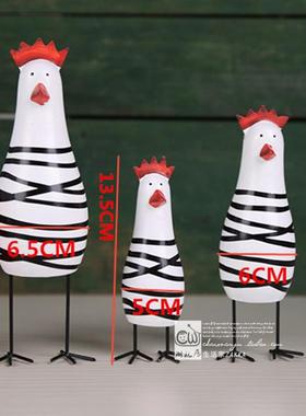 高档北欧木小鸡一家摆书件家居客厅房公办室创意可爱装饰质工艺品