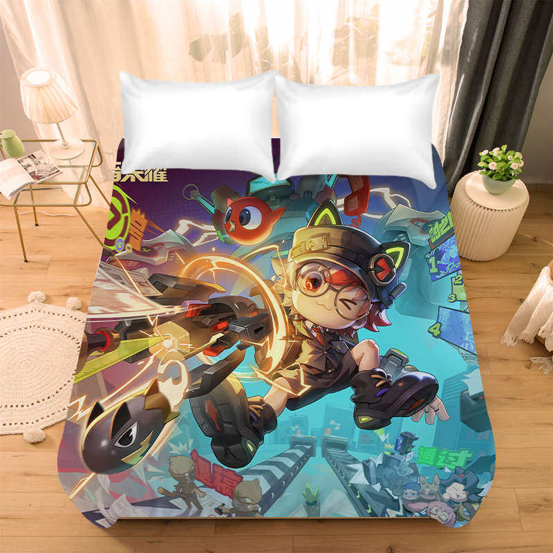 王者荣耀水晶王者荣耀水晶绒床单男生宿舍儿童冬季加厚床单游戏卡通床上用品