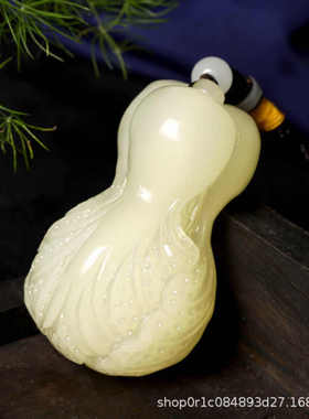 阿富汗玉青白玉白菜手把件八方来财百财男士文玩把玩玉石把件把玩