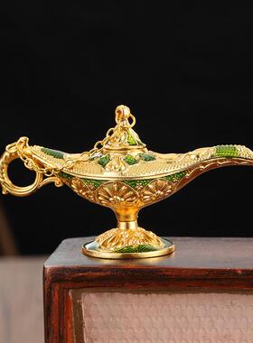 阿拉丁神灯12cm欧式宫廷风神灯装饰摆件轻奢精美金属工艺品神灯