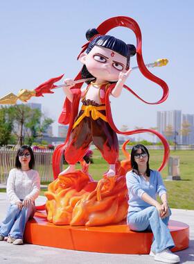 大型哪咤敖丙申公豹太乙真人卡通动漫人物玻璃钢景区楼盘雕塑摆件