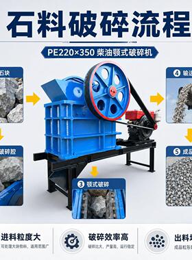PE022×油350柴石头粉机小型碎石机492石子破碎设备18碎马力现货