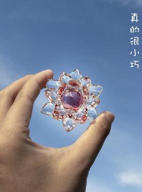 桌面小摆件可爱创意装饰工艺品家居迷你展柜礼品水晶荷莲花朵