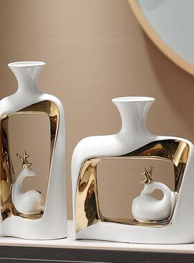 新中式电高视柜厅陶瓷花瓶摆件端大客气上装档次IWG玄关家具家居