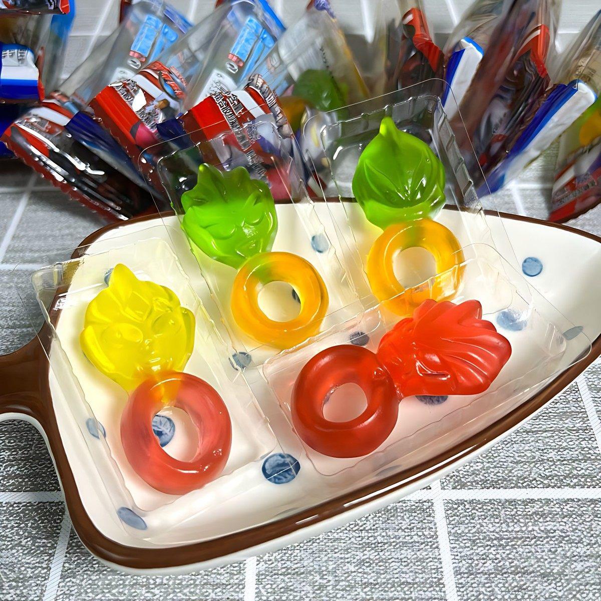 Ultraman Ring Gummies Timle Cartoon King Series Juice Finger Candy Diamond Ring Candy Children's Casual Snacks