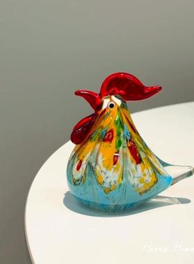 琉璃鸡摆件桌面装饰客厅玄关电视柜摆件水晶鸡咕咕鸡动物生肖高档