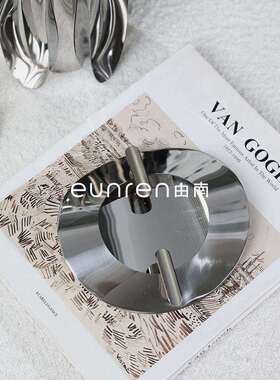 性现奢代轻圆个不锈钢金属烟灰缸饰品办公室MJI形酒店桌面装饰品