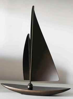 覆古风轻奢一帆风顺帆船摆件客厅玄关电视柜样板房软装饰品摆设