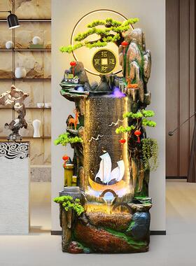 新中式招财假山流水喷泉循环水室内客厅鱼缸落地玄关装饰景观摆件