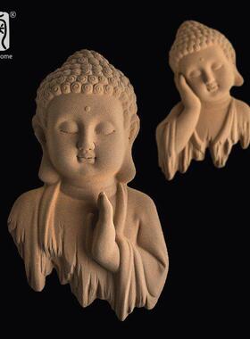 陶扇家佛像装饰品中国墙装饰品创意陶瓷入口墙挂禅宗如来客厅挂