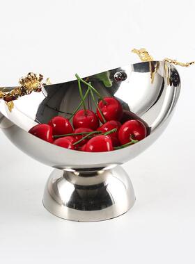 轻奢金叶花瓣装饰果摆盘件样板间金居高家脚半圆属果碗酒店装LYH