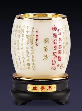 琉璃玉笔筒书房办公室桌面摆件送老师领导节日商务礼品家居装饰品