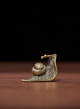 新款直销跨境复古蜗牛创意黄铜摆件动物古玩铜摆件桌面装饰金属工