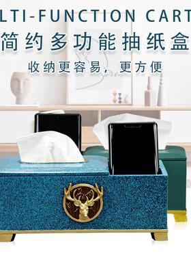 欧式创意鹿头纸巾盒树脂酒店客厅收纳盒样板房家居用品抽纸盒