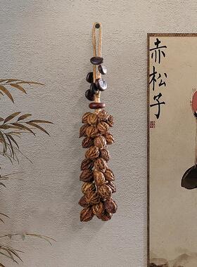 天然葫芦挂件家居客厅玄关大门口装饰平安福禄壁挂松果野果串挂饰