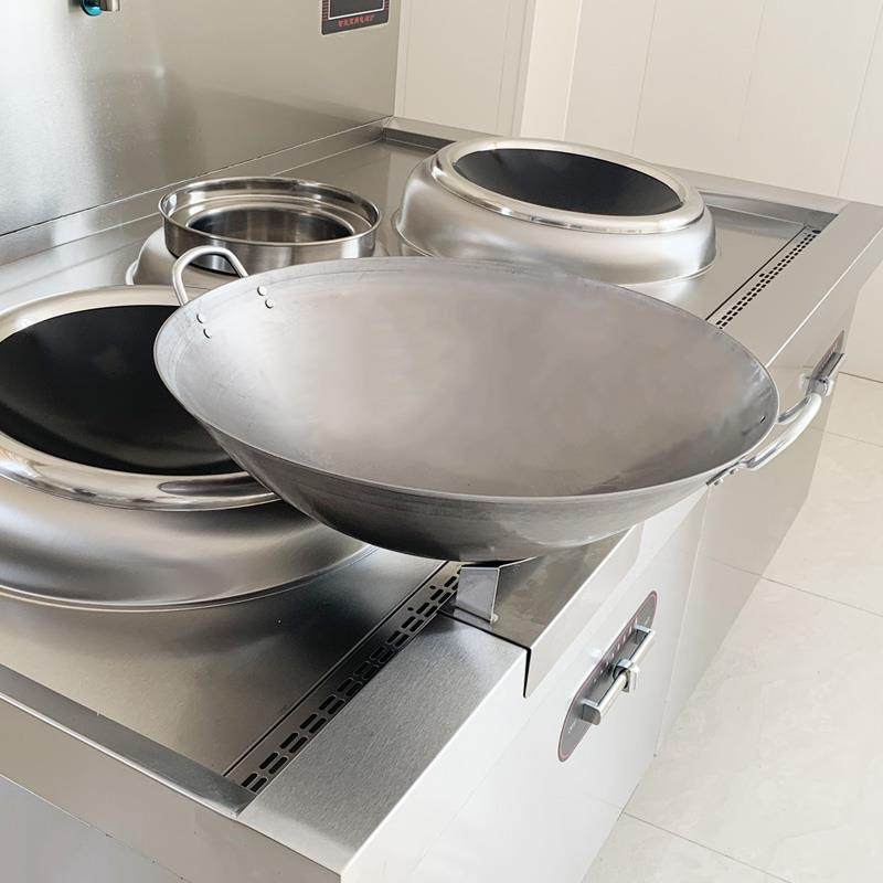 商用凹面电磁炉专用锅酒店炒菜锅双耳不锈钢40cm50cm电磁灶铁锅,淘宝优惠券,粉丝福利购,淘宝优惠卷