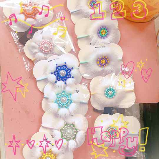 Inner Mongolia Ewenki sunflower traditional intangible cultural heritage handmade mink hair circle hair rope headband rubber band straight 5-6cm