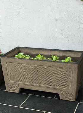 户外阳台养鱼池造景摆件庭院布置室外古法小鱼缸景观院子落地水槽