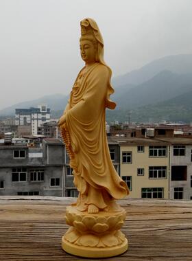 黄杨木雕实木观音菩萨摆件木质雕刻供奉佛像木制纯木头文玩工艺品