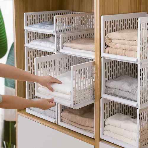 衣柜拉篮收纳架多层理箱抽式分层屉隔板家用卧室隔断日用百货LKQ - 图1