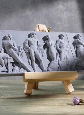 北欧简约覆古希腊立体浮雕画 画家居玄关酒柜装饰桌面纯手工艺品