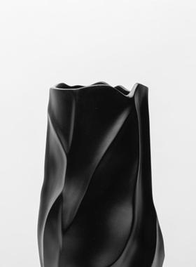 现代轻LSZ0667奢黑色树脂花器代中式样板售楼酒店玄关边柜现软装