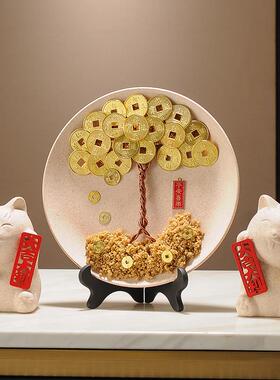 金钱树平安快乐招财宝鹿客厅电视柜酒柜装饰摆设前台开门红礼品