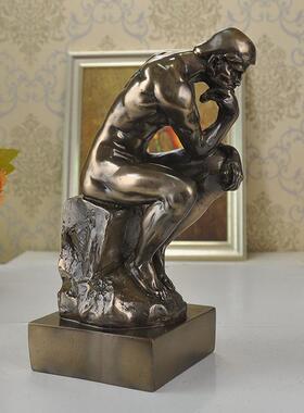 欧式思想者铸铜摆件 思考者工艺品 卧室书房家居装饰品 高端摆设
