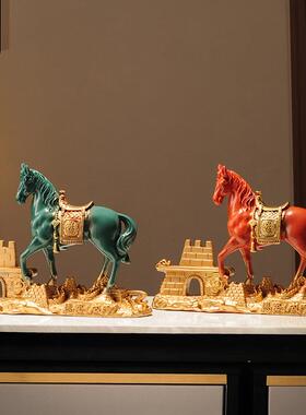 新中式高档创意马到成功招财马摆件办公室招财装饰品送领导开业礼