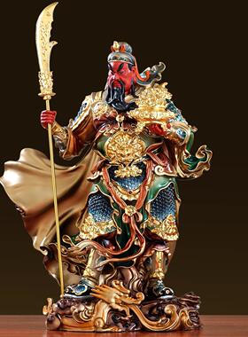 纯铜太古彩立刀关公摆件武财神爷关羽关二爷神像客厅公司招财摆件