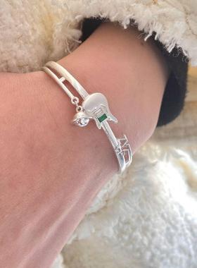 张泽禹粉团手镯 吉他行星开口手环镶锆简约独特设计感小众配饰品