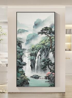 泰山日出玄关画山水风景客厅走廊过道挂画竖版日照金山壁画靠山图