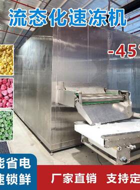 大型商用鹿茸菇隧道式单冻机胡萝卜丁片流态化速冻设备产量大