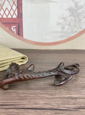 古玩铜器仿古龙璃龙摆件家用镇纸书房貔貅笔架摆件创意办公室摆件