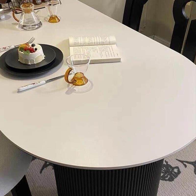 奶油风岩板餐桌家用现代简约小户型餐桌椅组合半圆奶油风吃饭桌子,淘宝优惠券,粉丝福利购,淘宝优惠卷