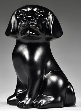 黑色木质狗摆件实木雕刻十二生肖实木狗吉祥物家居装饰红木工艺品