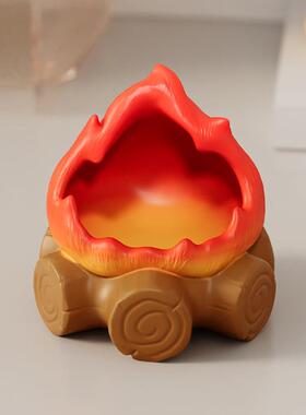 创意火焰电脑桌面收纳摆件办公室治愈系桌搭红色装饰柴火乔迁礼物