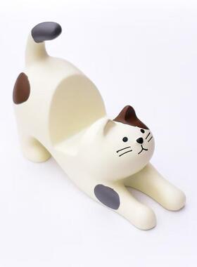 可爱伸懒腰猫咪小摆件花猫手机支架桌面装饰品创意懒人追剧实用