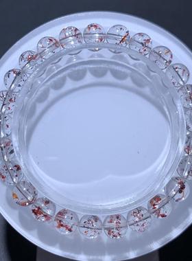 天然毒液红黑云母超七手链 双色单圈手串男女款珠链珠串规格7.3mm