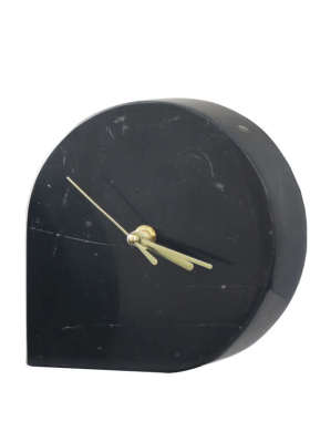 大理石小座钟迷你创意时钟表圆形台钟客厅茶几书房桌面摆件装饰品