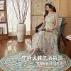 Ji Zhan French pastoral style round carpet living room retro green floral coffee table bedroom bedside dressing table floor mat