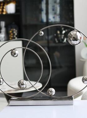 WRU轻奢极创简意几何圆圈摆件售楼处样板间书房环层叠装饰品圆摆
