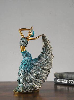 欧式古典创意孔雀舞者优雅美女工艺品树脂摆件家居饰品婚房装饰品