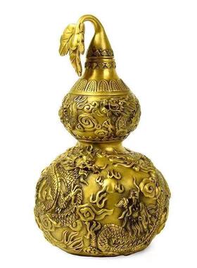 龙纹铜葫芦摆件铜葫芦工艺品客厅家居办公室桌装饰工艺品