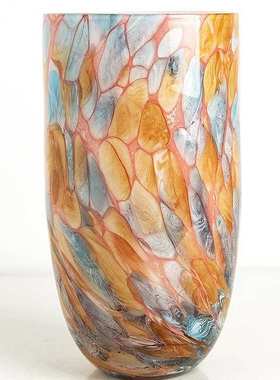 欧式轻奢雨花石琉璃花瓶装饰插花花器手工客厅居家玄关茶几电视柜