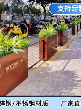 不锈钢花箱花架组合市政花坛售楼部外摆商业广场铁艺花槽市政景观