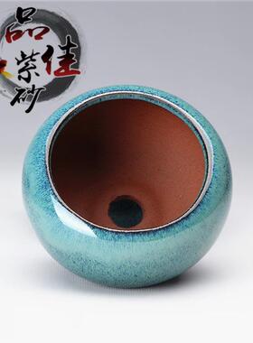 多肉植物紫砂花盆圆型陶瓷盆均釉蓝色釉盆景盆办公室桌面厂家